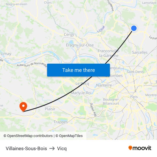 Villaines-Sous-Bois to Vicq map