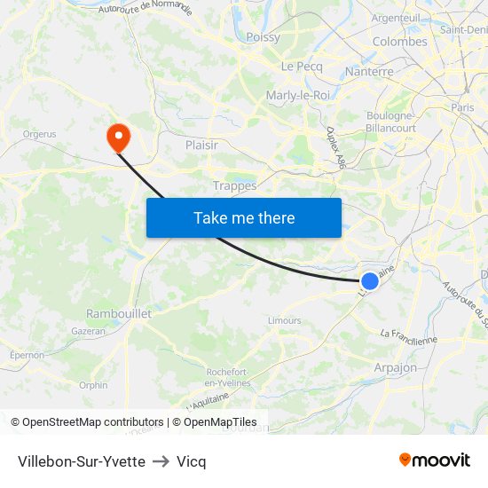 Villebon-Sur-Yvette to Vicq map