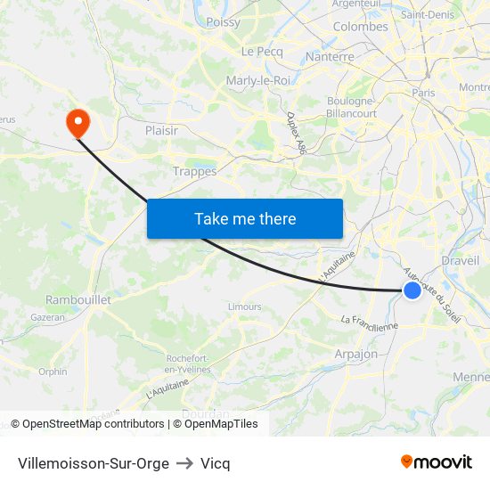 Villemoisson-Sur-Orge to Vicq map