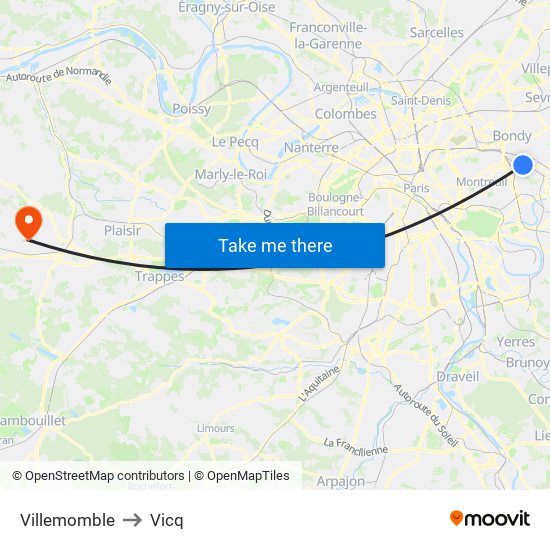 Villemomble to Vicq map