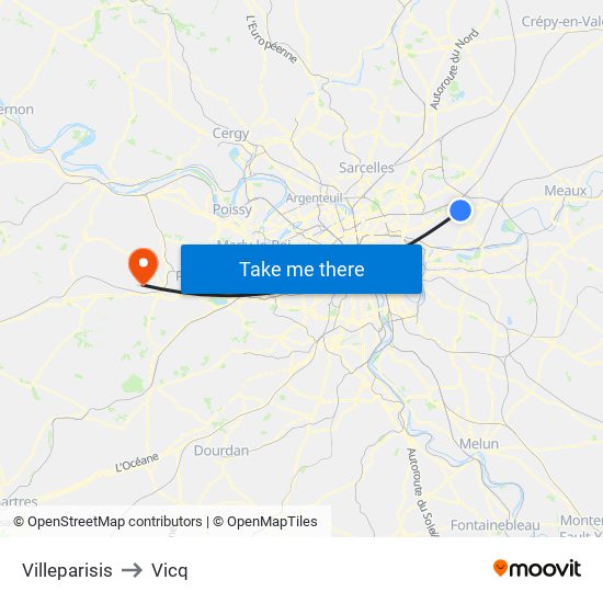 Villeparisis to Vicq map