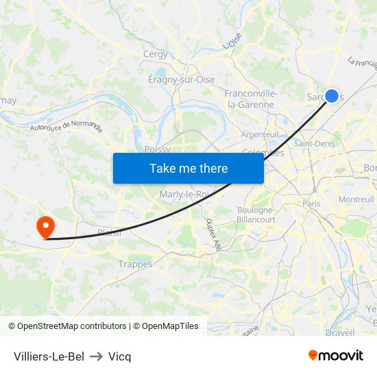 Villiers-Le-Bel to Vicq map