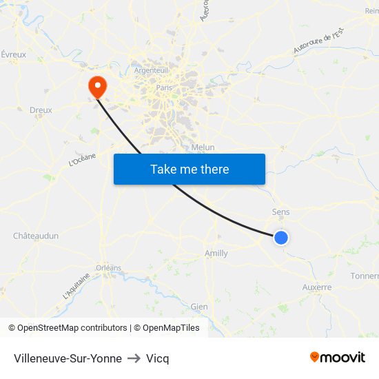 Villeneuve-Sur-Yonne to Vicq map