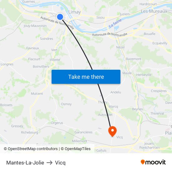 Mantes-La-Jolie to Vicq map