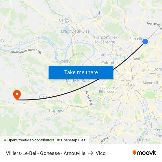 Villiers-Le-Bel - Gonesse - Arnouville to Vicq map