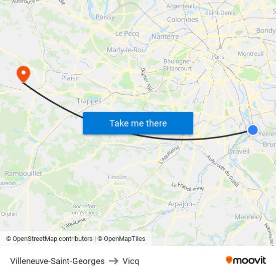 Villeneuve-Saint-Georges to Vicq map