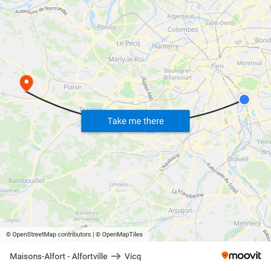 Maisons-Alfort - Alfortville to Vicq map