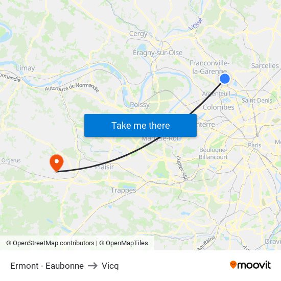 Ermont - Eaubonne to Vicq map