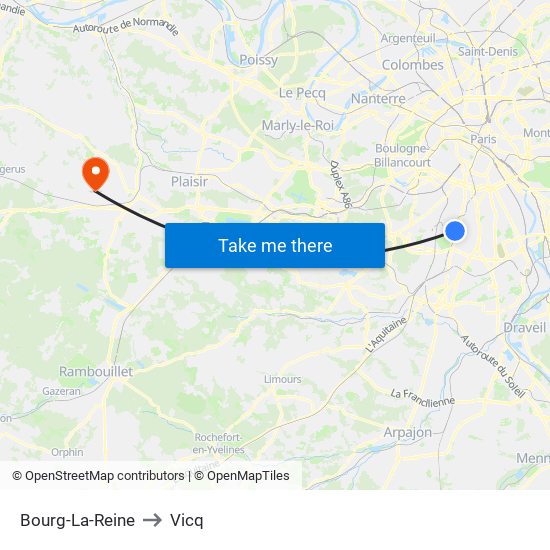 Bourg-La-Reine to Vicq map
