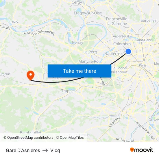 Gare D'Asnieres to Vicq map