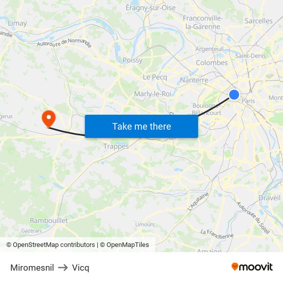 Miromesnil to Vicq map
