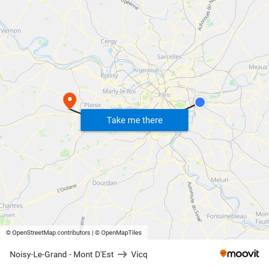 Noisy-Le-Grand - Mont D'Est to Vicq map