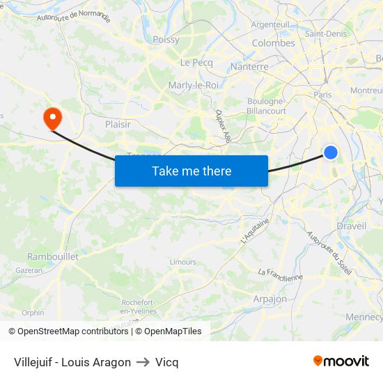 Villejuif - Louis Aragon to Vicq map