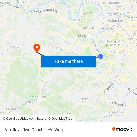 Viroflay - Rive Gauche to Vicq map