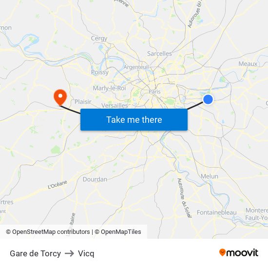 Gare de Torcy to Vicq map