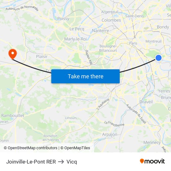 Joinville-Le-Pont RER to Vicq map