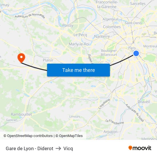 Gare de Lyon - Diderot to Vicq map