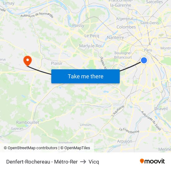 Denfert-Rochereau - Métro-Rer to Vicq map