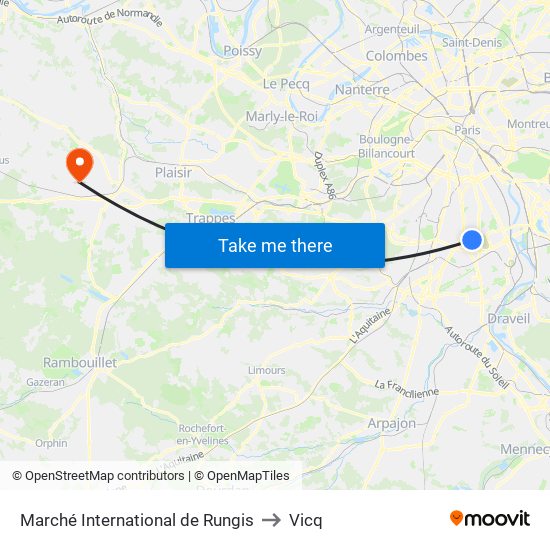 Marché International de Rungis to Vicq map