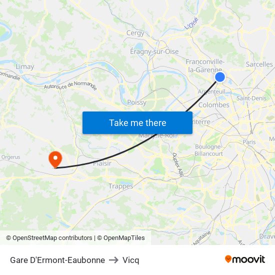 Gare D'Ermont-Eaubonne to Vicq map