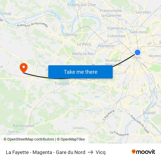 La Fayette - Magenta - Gare du Nord to Vicq map