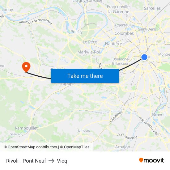 Rivoli - Pont Neuf to Vicq map