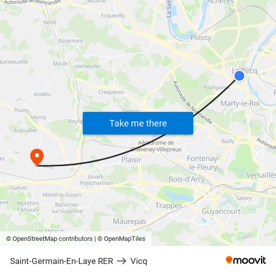 Saint-Germain-En-Laye RER to Vicq map