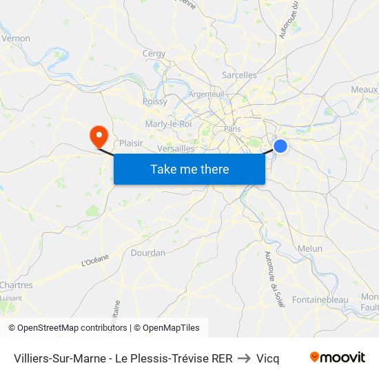 Villiers-Sur-Marne - Le Plessis-Trévise RER to Vicq map