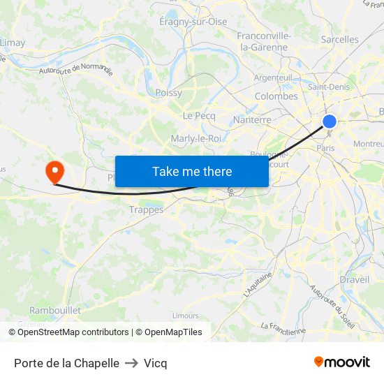 Porte de la Chapelle to Vicq map