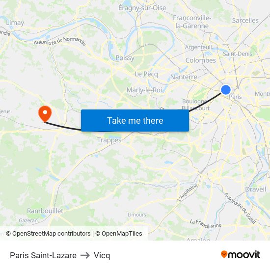 Paris Saint-Lazare to Vicq map