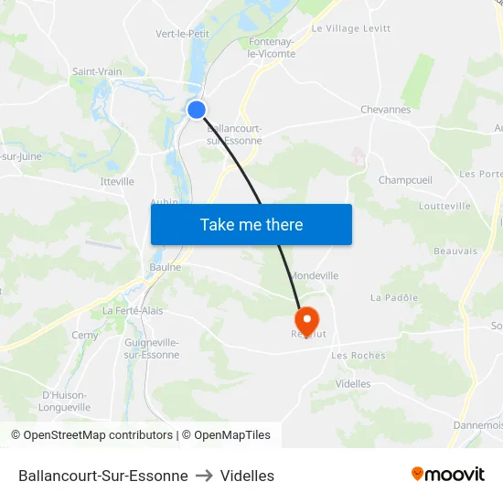 Ballancourt-Sur-Essonne to Videlles map