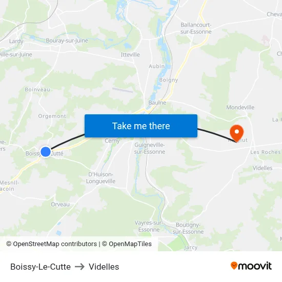 Boissy-Le-Cutte to Videlles map