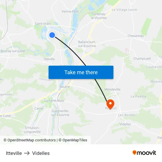 Itteville to Videlles map