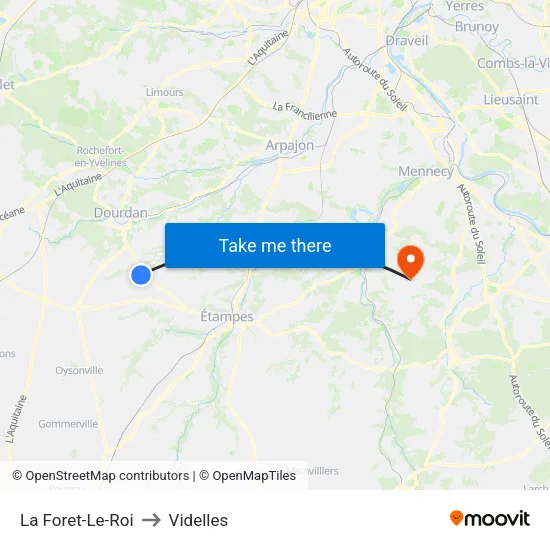 La Foret-Le-Roi to Videlles map