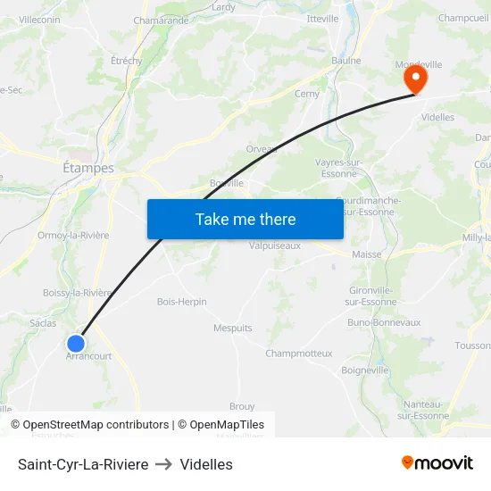 Saint-Cyr-La-Riviere to Videlles map