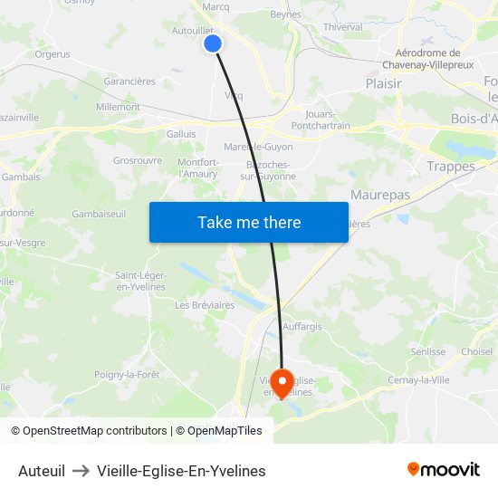 Auteuil to Vieille-Eglise-En-Yvelines map
