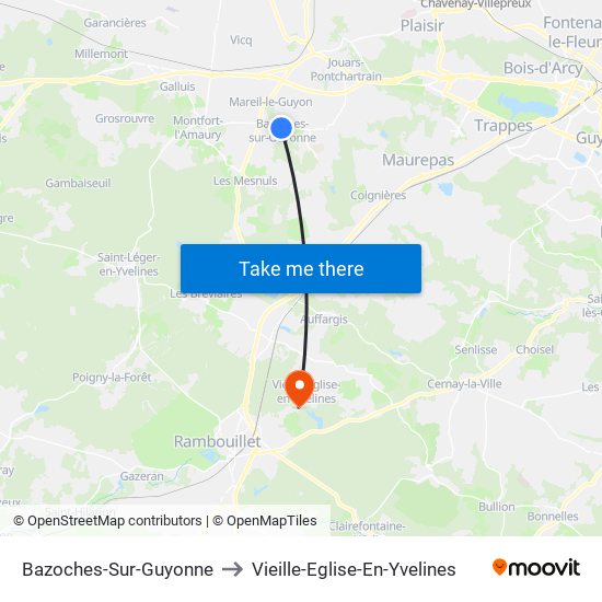 Bazoches-Sur-Guyonne to Vieille-Eglise-En-Yvelines map