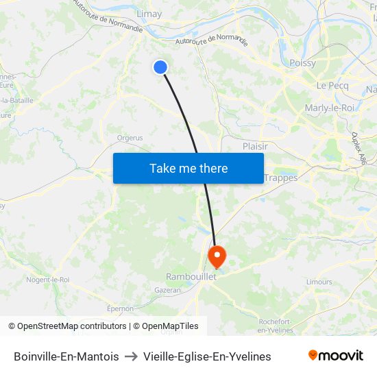 Boinville-En-Mantois to Vieille-Eglise-En-Yvelines map