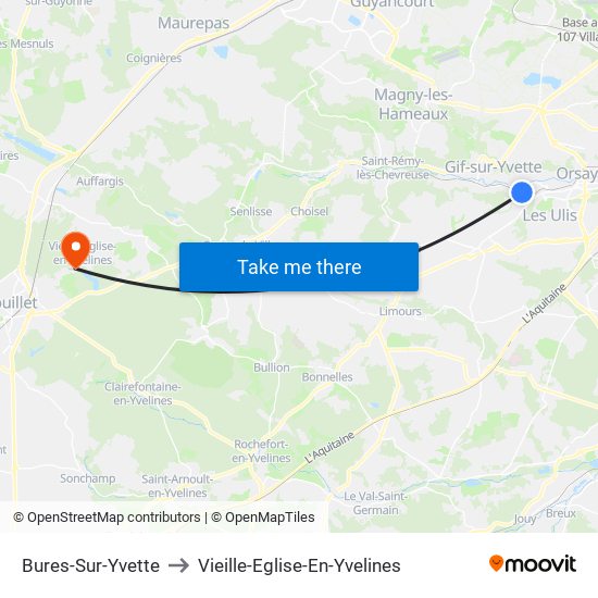 Bures-Sur-Yvette to Vieille-Eglise-En-Yvelines map