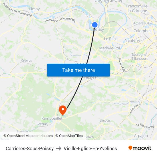 Carrieres-Sous-Poissy to Vieille-Eglise-En-Yvelines map