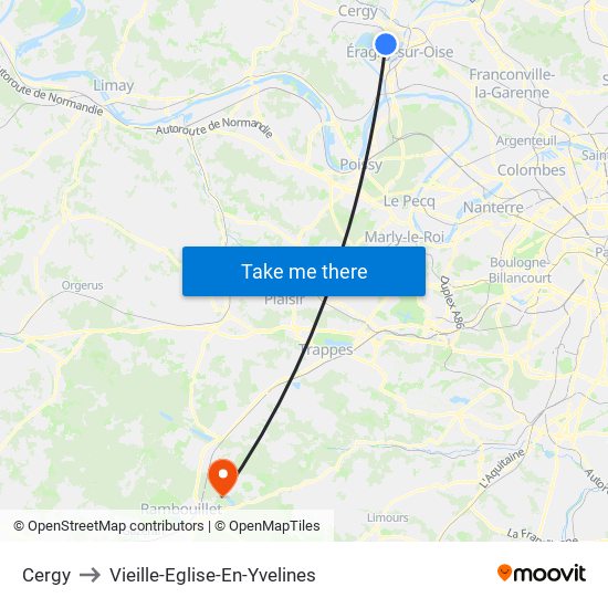 Cergy to Vieille-Eglise-En-Yvelines map