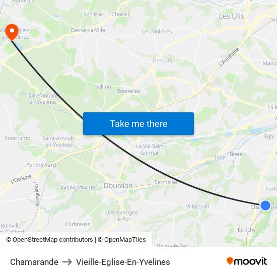Chamarande to Vieille-Eglise-En-Yvelines map