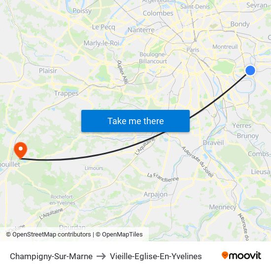 Champigny-Sur-Marne to Vieille-Eglise-En-Yvelines map