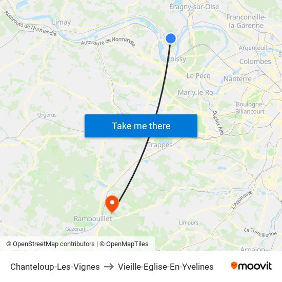 Chanteloup-Les-Vignes to Vieille-Eglise-En-Yvelines map