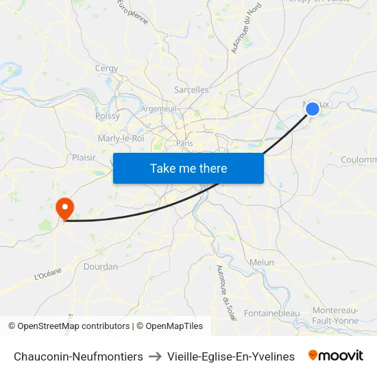 Chauconin-Neufmontiers to Vieille-Eglise-En-Yvelines map