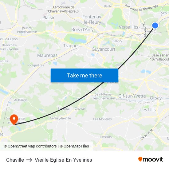 Chaville to Vieille-Eglise-En-Yvelines map