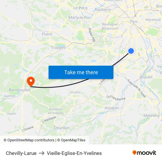 Chevilly-Larue to Vieille-Eglise-En-Yvelines map