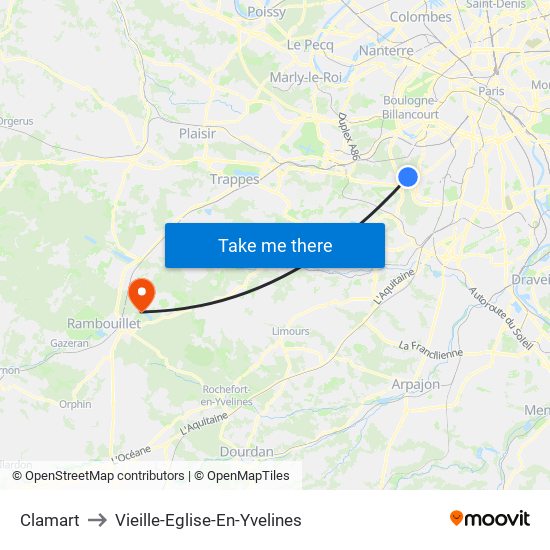 Clamart to Vieille-Eglise-En-Yvelines map