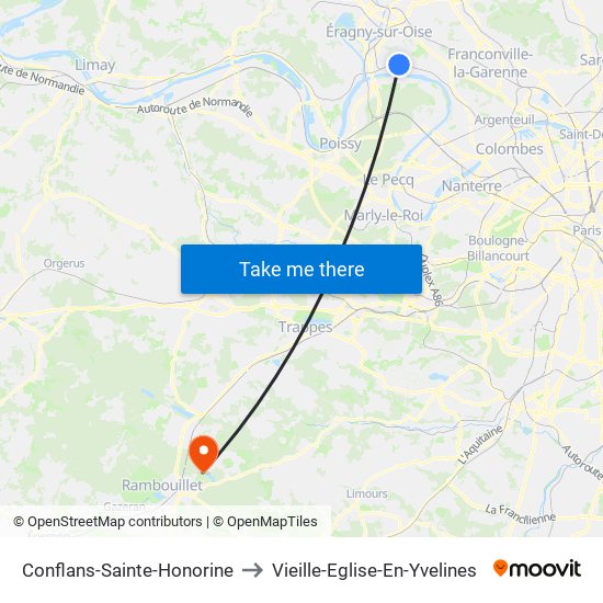 Conflans-Sainte-Honorine to Vieille-Eglise-En-Yvelines map