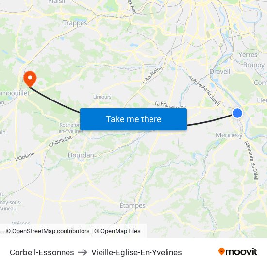 Corbeil-Essonnes to Vieille-Eglise-En-Yvelines map